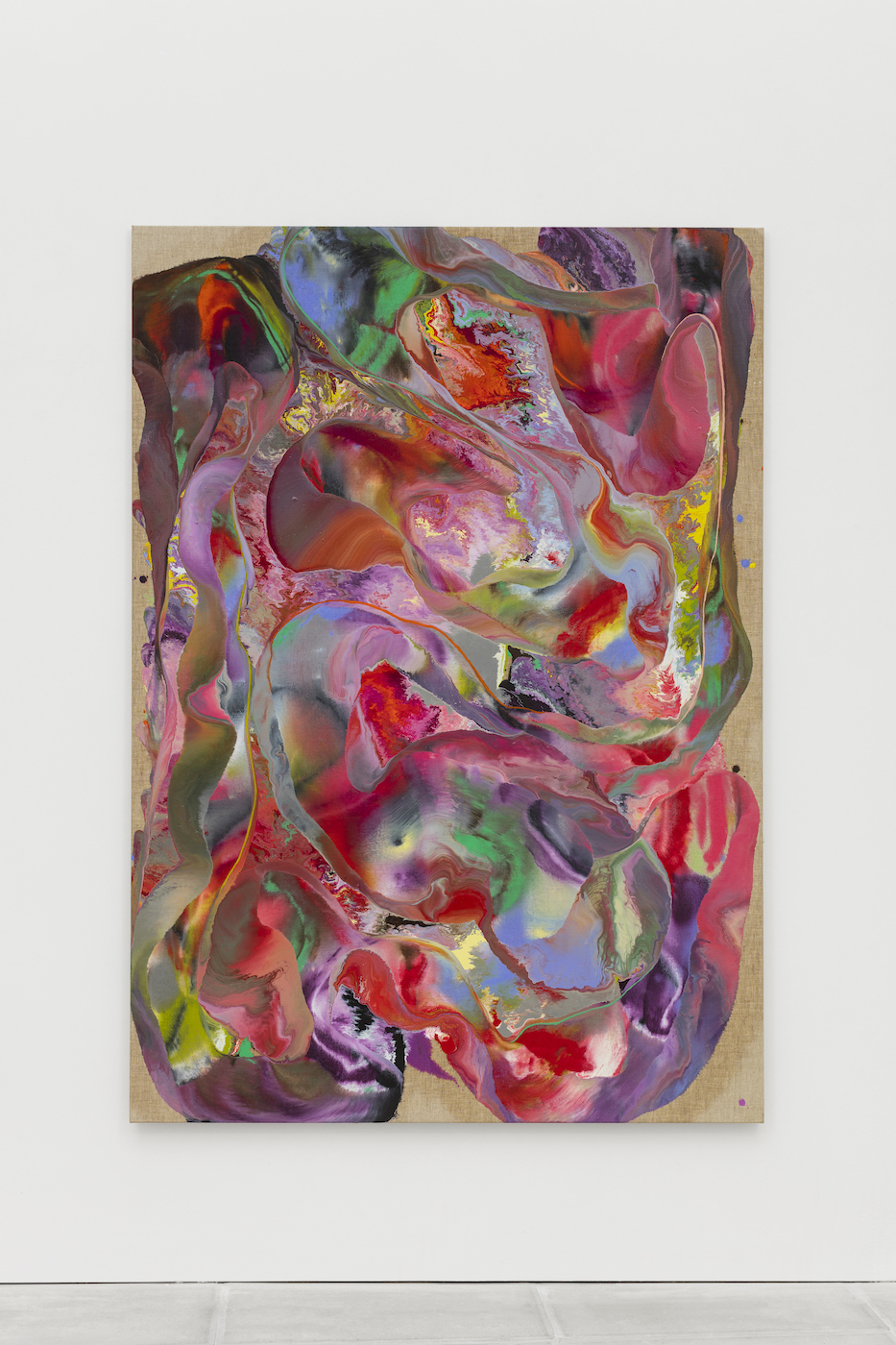 Tyra Tingleff. My love life definitely skews towards crimson, Oil on raw linen, 170 x 120 cm, 2021