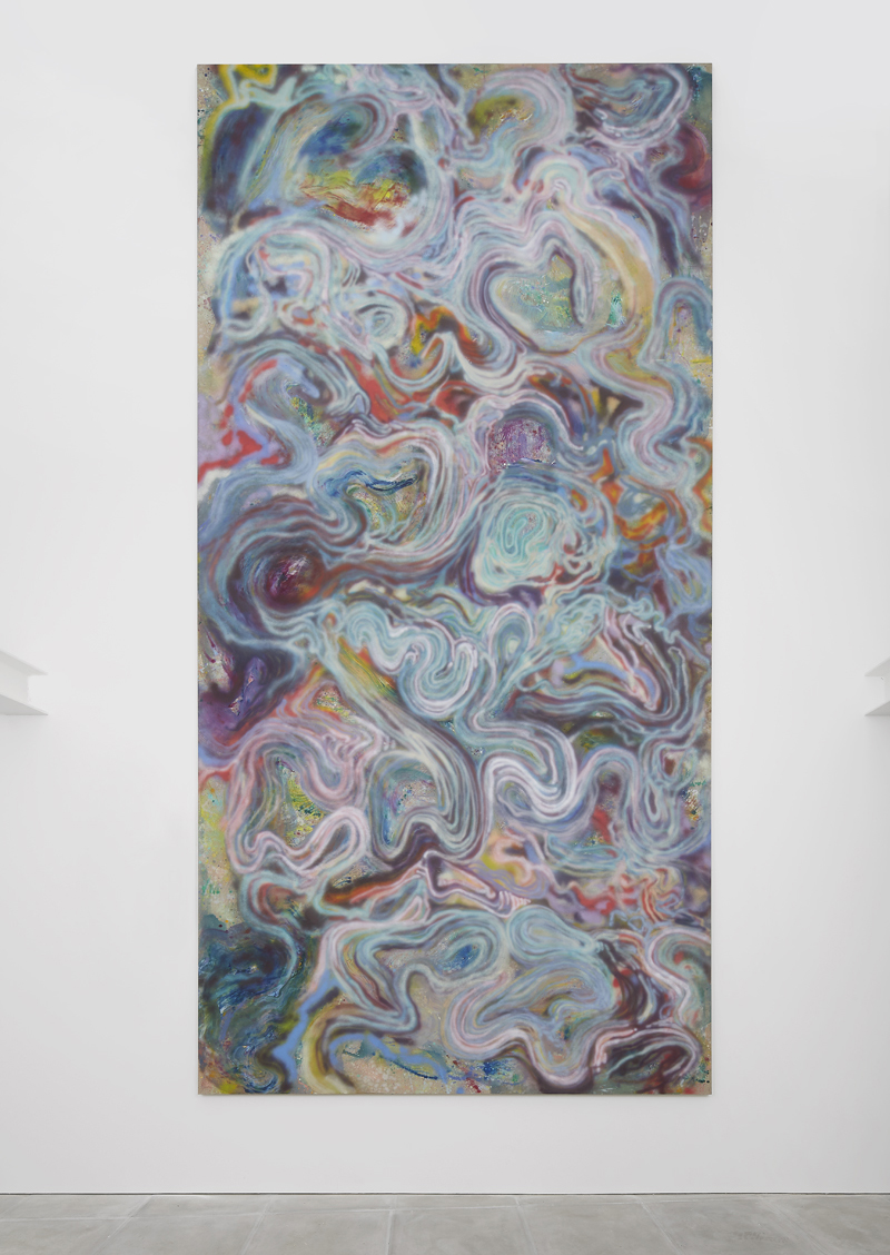 Tyra Tingleff. Always the impossible as stupid as reality, Oil on raw linen, 500 x 250cm, 2018