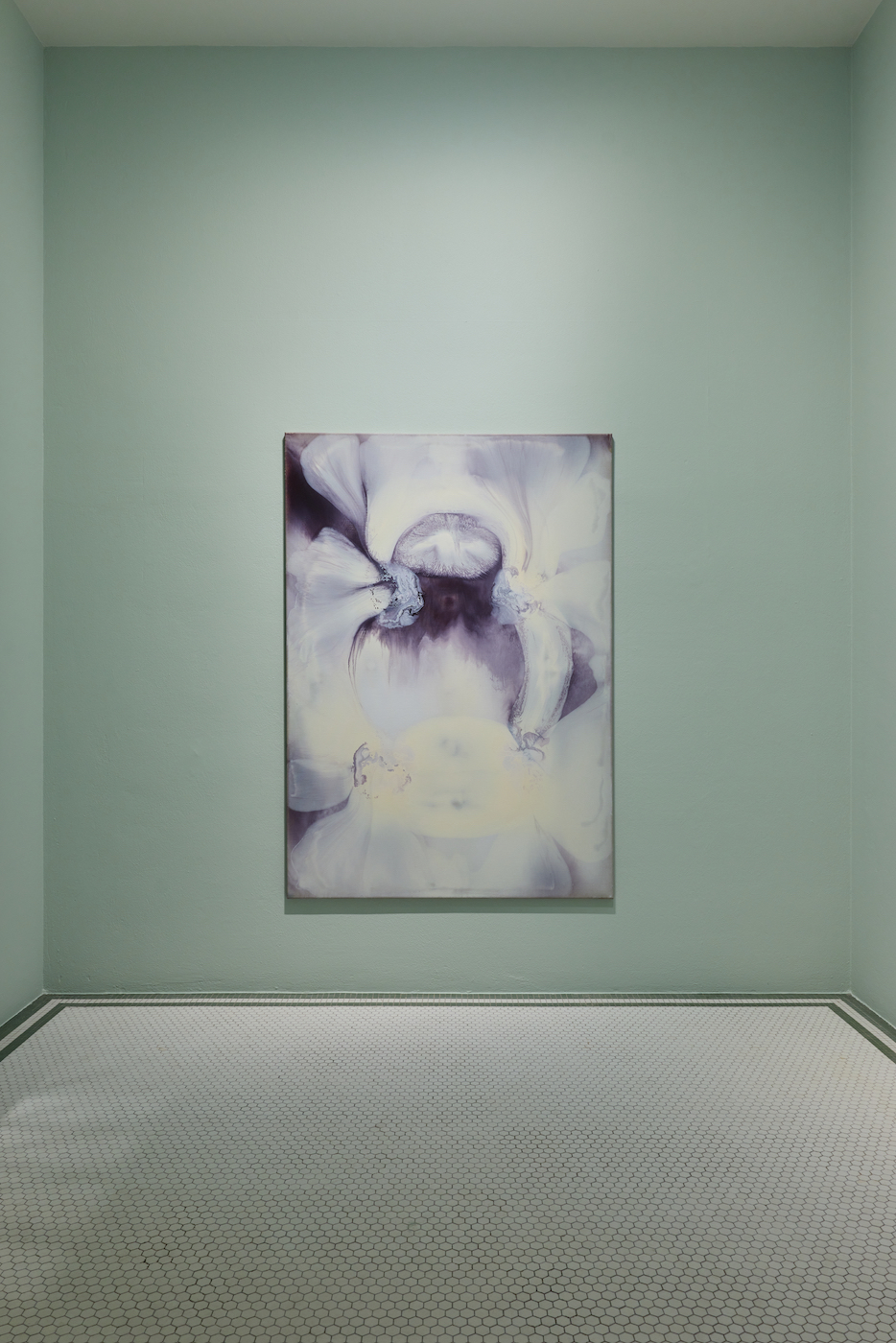 Tyra Tingleff. swoon under clouds, oil on raw linen, 170 × 120 × 2 cm, 2026, Formue Forvaltningen Olso