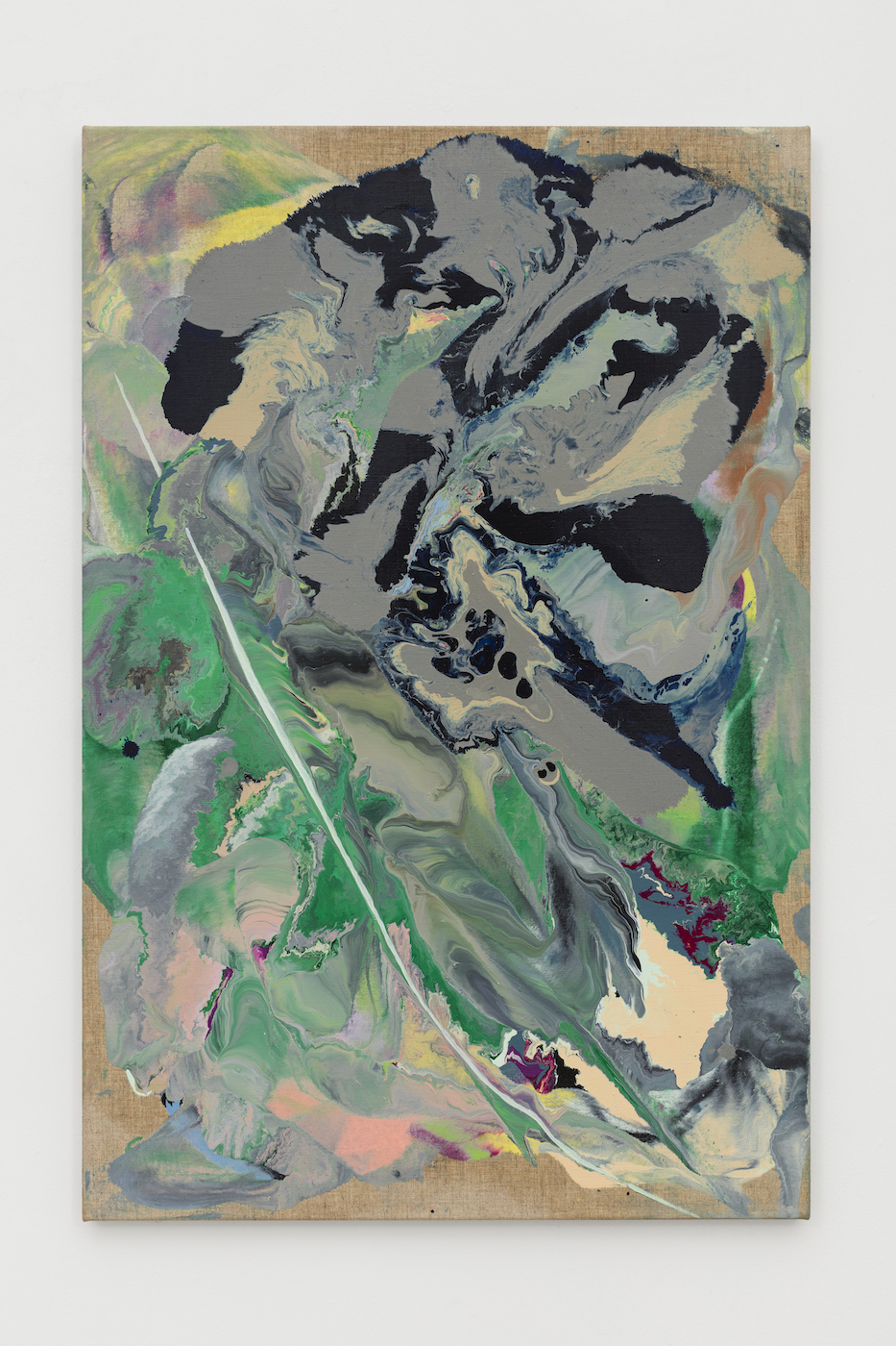 Tyra Tingleff. Shovels of coals (I no longer feel the shovel…), Oil on raw linen, 90 x 65 cm, 2021