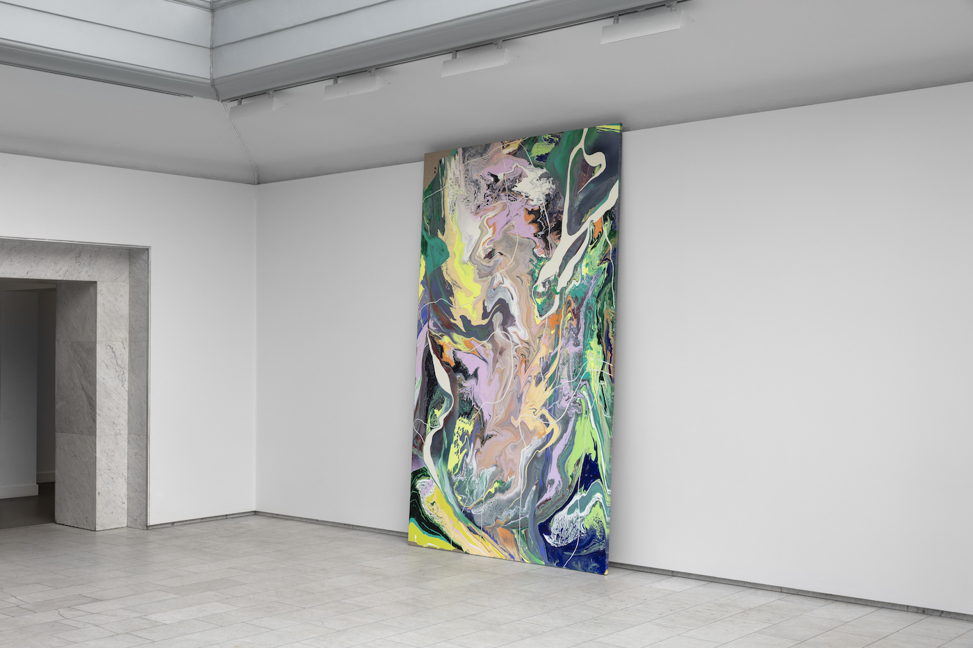 Tyra Tingleff. Within our twin and triple self's, Oil on raw linen, 330 x 200 cm, 2022