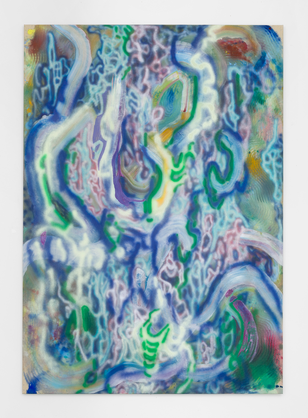 Tyra Tingleff. Raunchy humour, fairly specific sex, Oil on raw linen, 170 x 120 cm, 2018