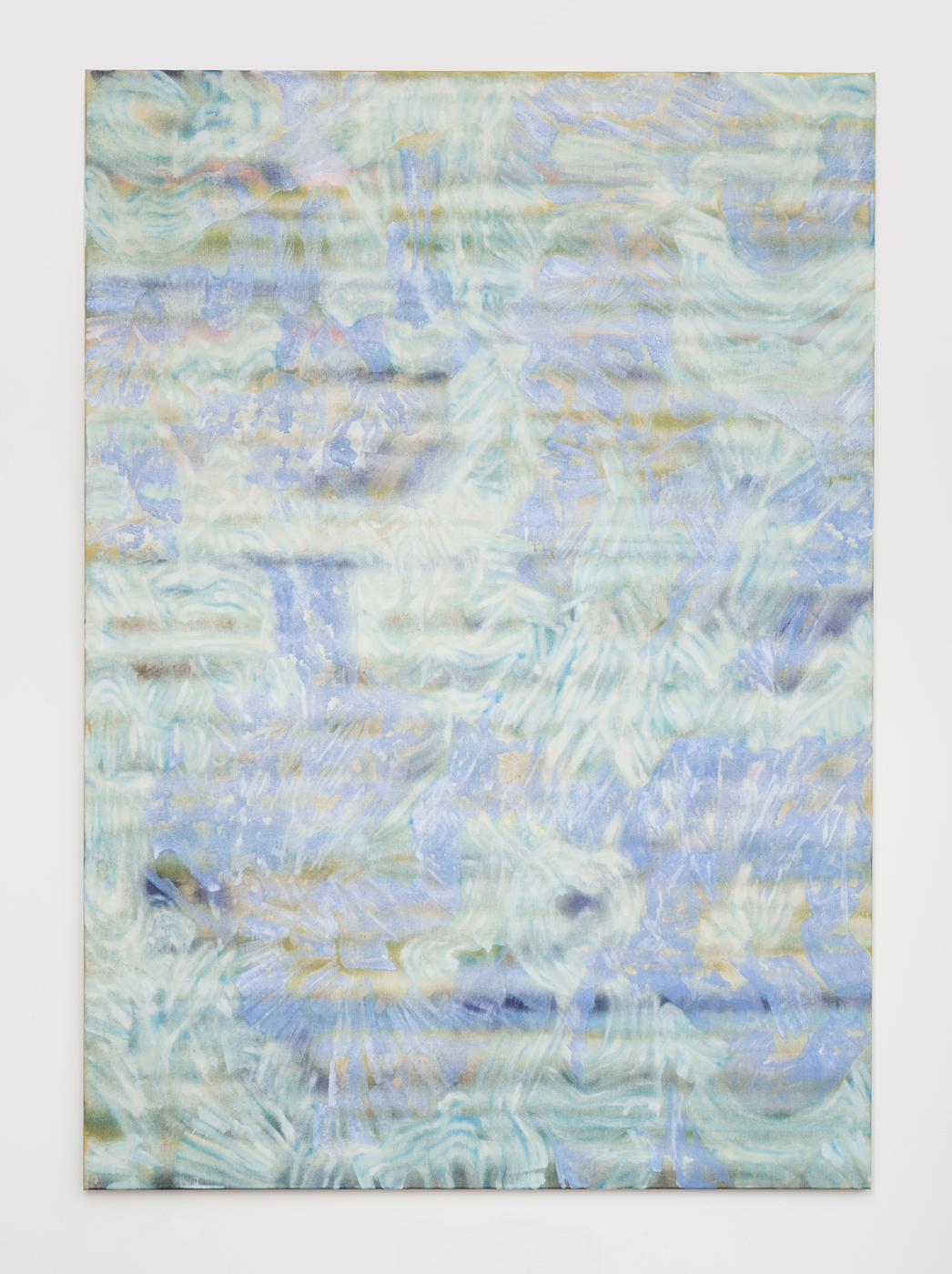 Tyra Tingleff. White lines, blue eyes, Oil on raw linen, 120 x 90 cm, 2018