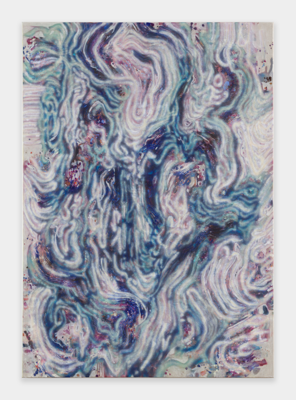 Tyra Tingleff. Initially I too appear between the legs, oil on raw linen, 170 x 120 cm, 2019