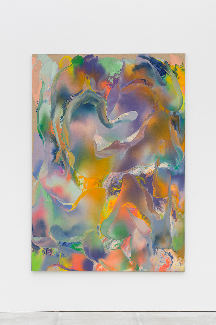 Tyra Tingleff. Don´t breath out,(but I know you will..), Oil on raw linen, 170 x 120 cm, 2020