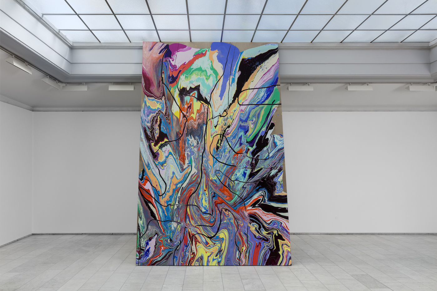 Tyra Tingleff. Just now, a moment from years ago, Oil on raw linen, 443 x 280 cm, 2022