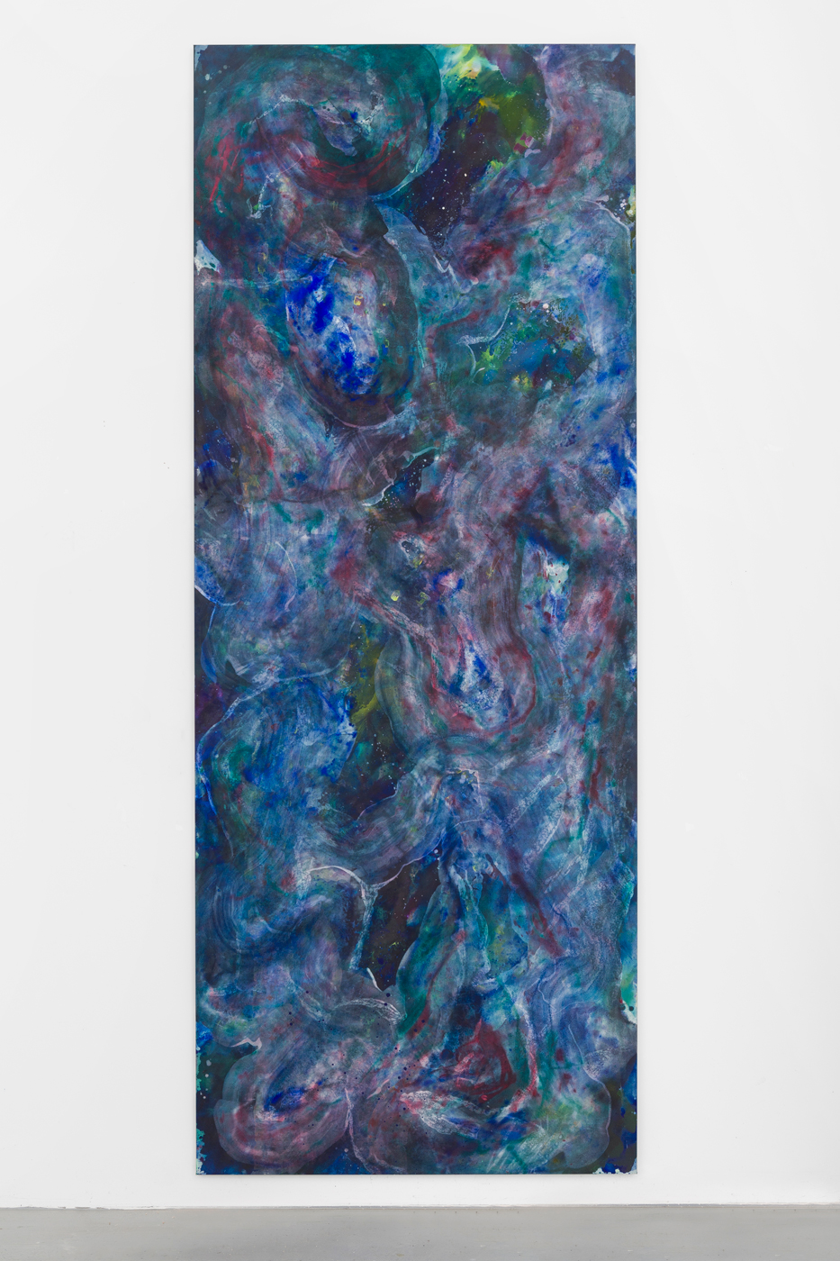 Tyra Tingleff. You were once blue, Oil on raw linen, 320 x 120 cm, 2018