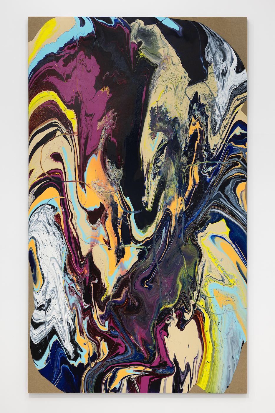 Tyra Tingleff. I beg to disagree, but begging disagrees with me, Oil on raw linen, 250 × 145 cm, 2022