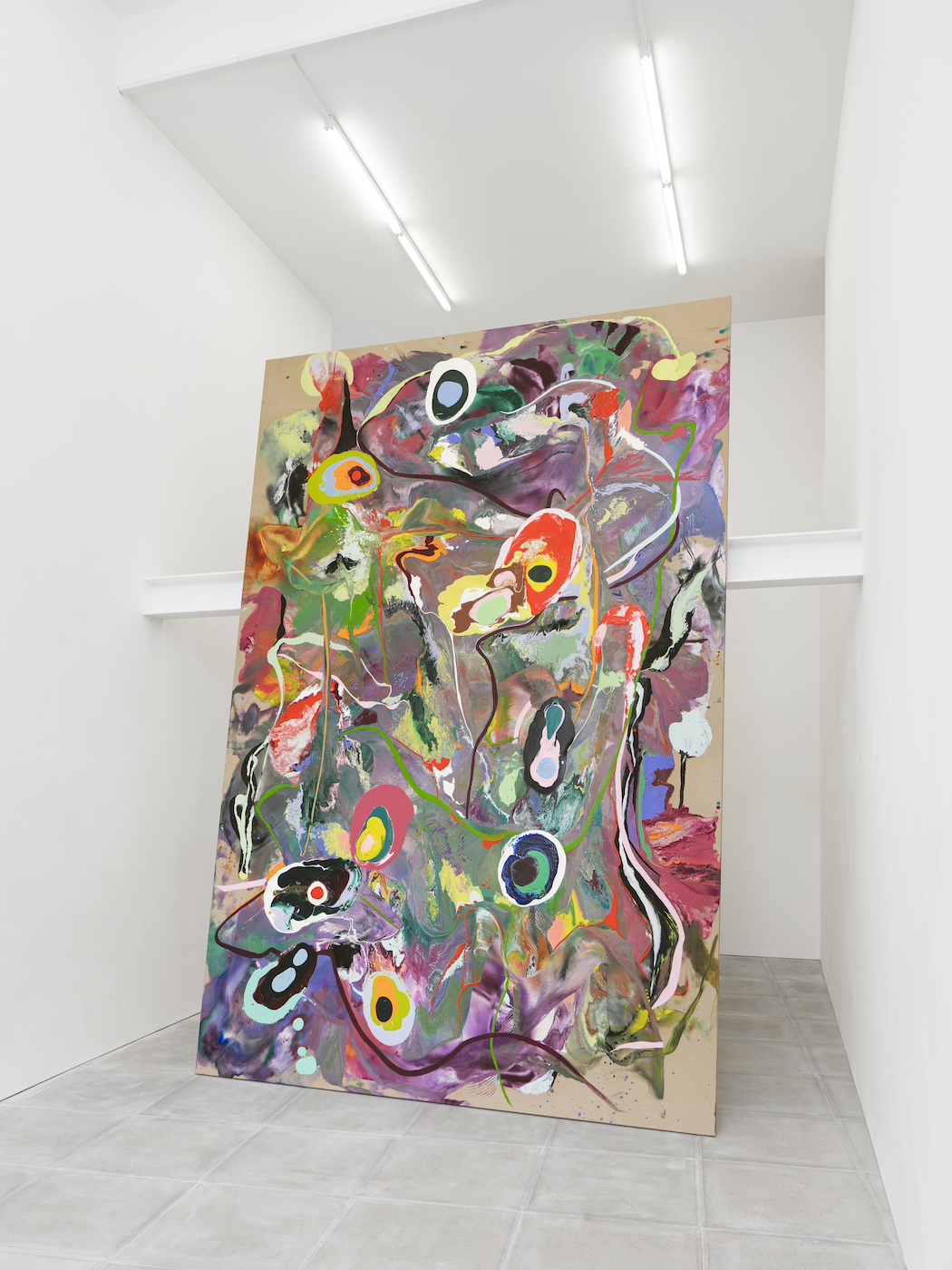 Tyra Tingleff. Don’t breathe out (but I know you will), Oil on raw linen, 380 x 250 cm, 2021