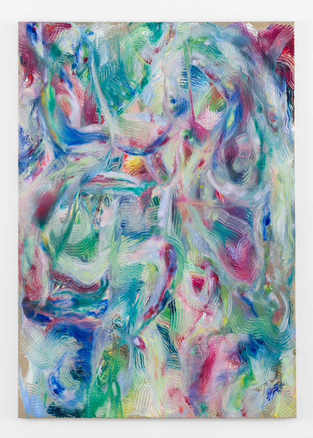 Tyra Tingleff. Just when I discovered the meaning of life they changed it..., Oil on raw linen, 200 x 140 cm, 2019