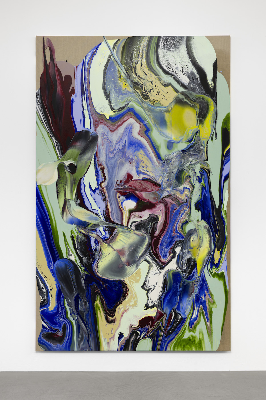 Tyra Tingleff. Thorned, stuck, cramped up, Oil on raw linen, 210 x 130 cm, 2023